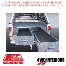 OUTBACK 4WD INTERIOR TWIN DRAWER FIXED FLOOR FORD RANGER PK EXTRA CAB 2006-10/11